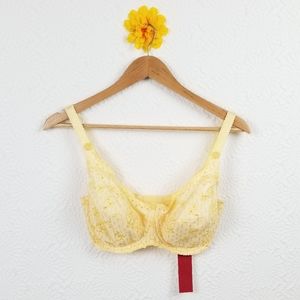 Rigby & Peller Yellow Eyelet Underwire Bra 32 FF